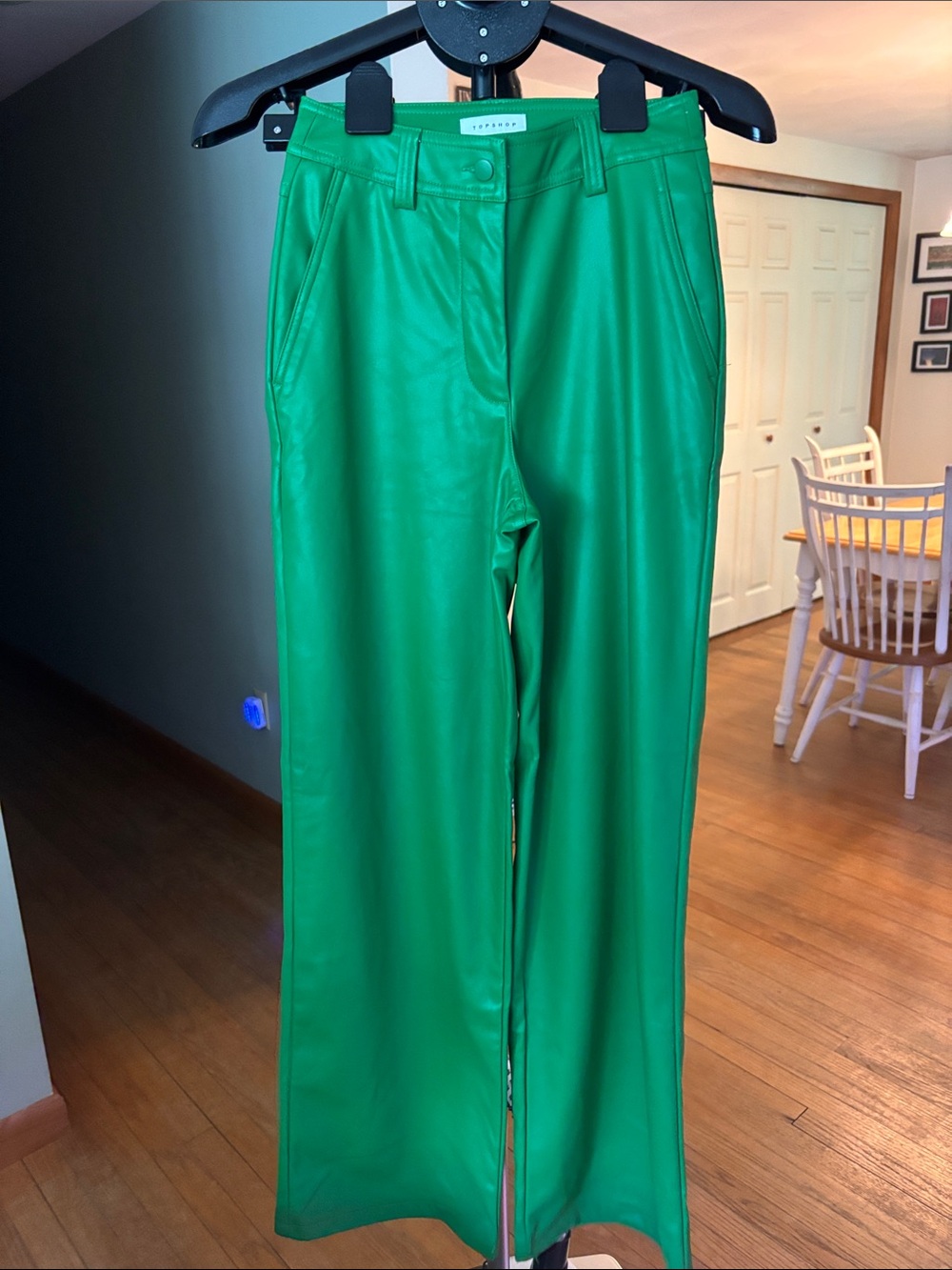 Topshop Green Faux Leather Pants